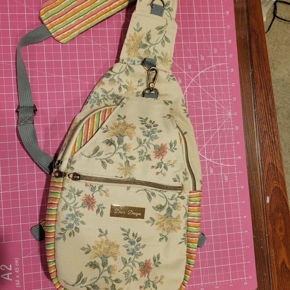Sling Back or Front Bag In Pastel Brocade